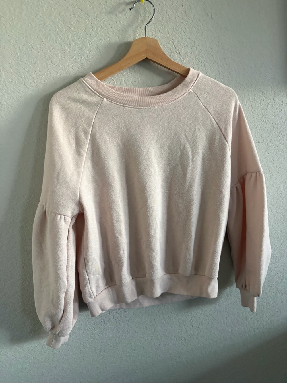 aerie Pale Blush Balloon Sleeve Crewneck Sweatshirt